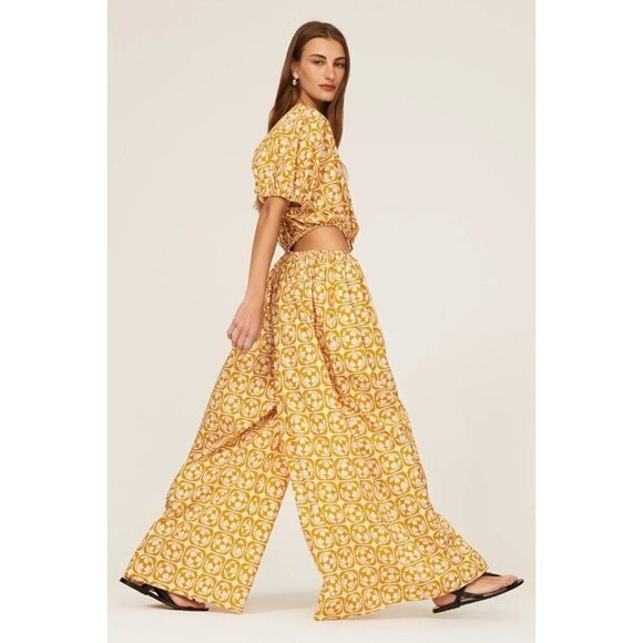 Rebecca Taylor Floral Wide Leg Poplin Jumpsuit in Lattice Fleur Honey Combo 0 - Picture 12 of 15